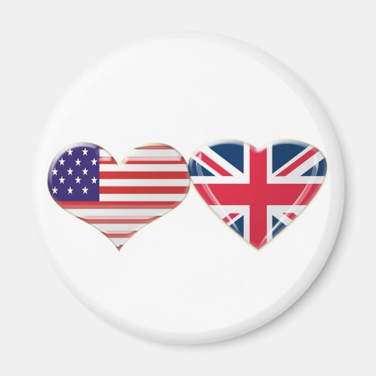 Ontwerp van de Amerikaanse en Britse hartvlag Magneet (Voorkant)