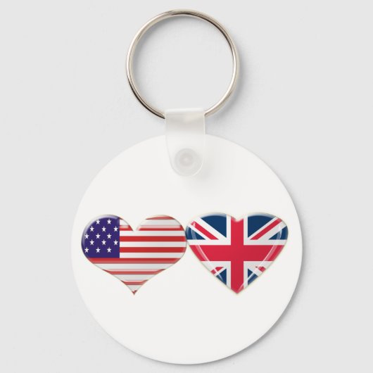 Ontwerp van de Amerikaanse en Britse hartvlag Sleutelhanger (Voorkant)