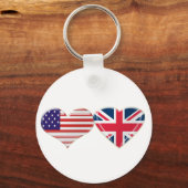 Ontwerp van de Amerikaanse en Britse hartvlag Sleutelhanger (Voorkant)