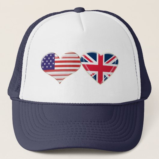 Ontwerp van de Amerikaanse en Britse hartvlag Trucker Pet (Voorkant)
