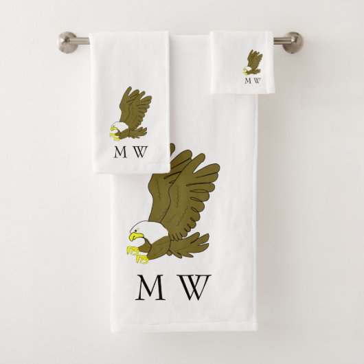 Ontwerp van de Amerikaanse Zeearend met Monogram Bad Handdoek (Insitu)