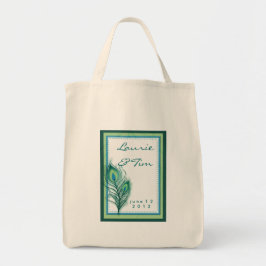 Ontwerp van de aqua- en zeemeerpauw tote bag