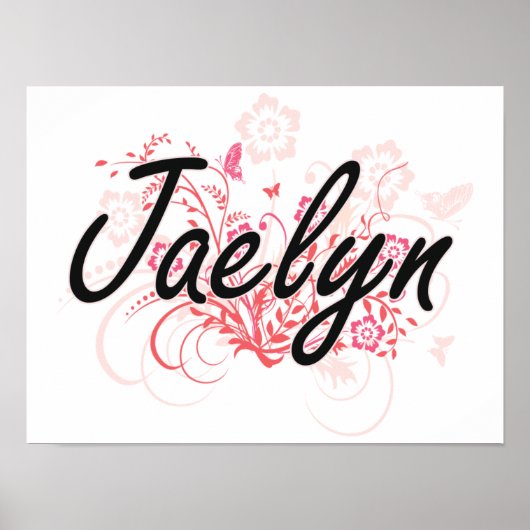 Ontwerp van de Artistieke Naam Jaelyn met Bloemen Poster (Voorkant)