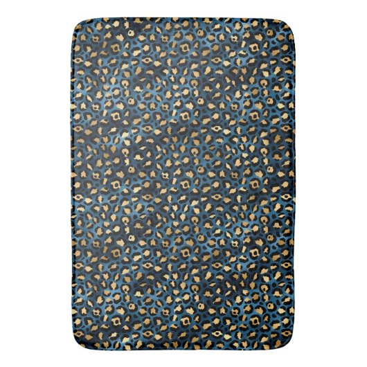 Ontwerp van de blauw- en Gold-leopard-reeks 1 Badmat (Voorkant Verticaal)
