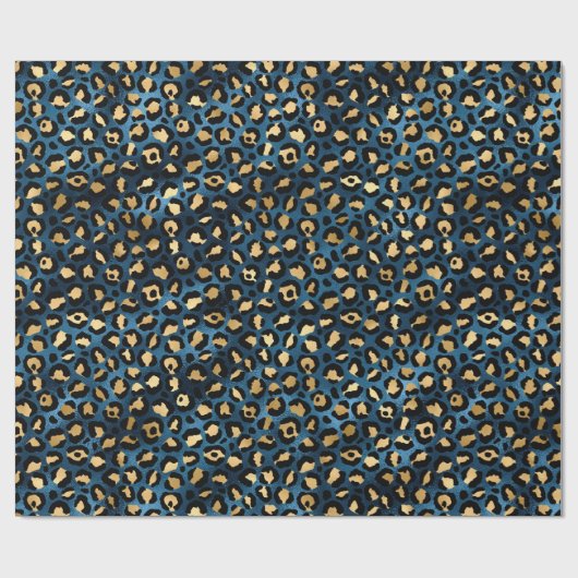 Ontwerp van de blauw- en Gold-leopard-reeks 1 Cadeaupapier (Vlak)