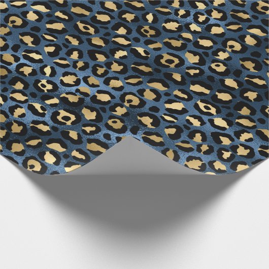 Ontwerp van de blauw- en Gold-leopard-reeks 1 Cadeaupapier (Hoek)