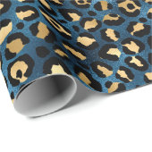 Ontwerp van de blauw- en Gold-leopard-reeks 1 Cadeaupapier (Rol Hoek)