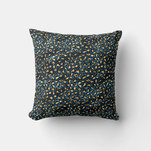 Ontwerp van de blauw- en Gold-leopard-reeks 1 Kussen