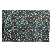 Ontwerp van de blauw- en Gold-leopard-reeks 1 Kussensloop (Achterkant)