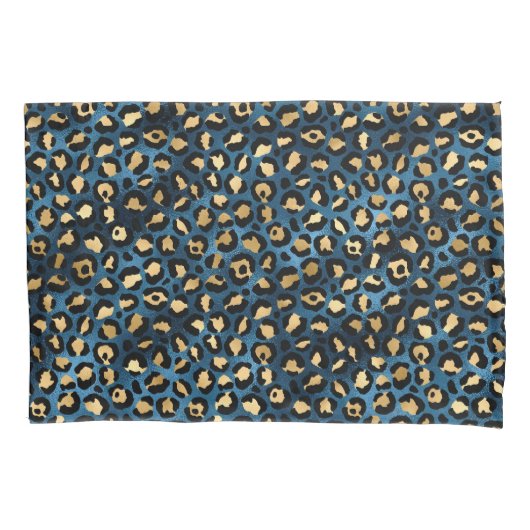 Ontwerp van de blauw- en Gold-leopard-reeks 1 Kussensloop (Voorkant)