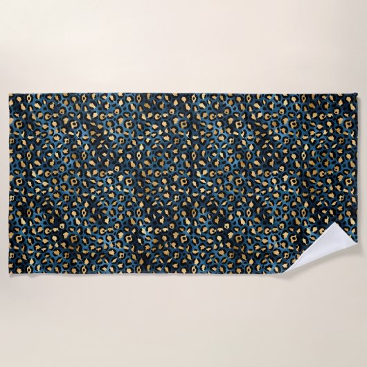 Ontwerp van de blauw- en Gold-leopard-reeks 1 Strandlaken (Voorkant)