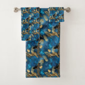 Ontwerp van de blauw- en Gold-leopard-reeks 6 Bad Handdoek (Insitu)