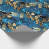 Ontwerp van de blauw- en Gold-leopard-reeks 6 Cadeaupapier (Hoek)