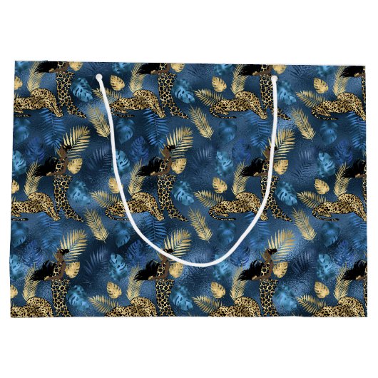 Ontwerp van de blauw- en Gold-leopard-reeks 6 Groot Cadeauzakje (Achterkant)