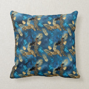 Ontwerp van de blauw- en Gold-leopard-reeks 6 Kussen