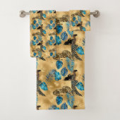 Ontwerp van de blauw- en Gold-leopard-reeks 7 Bad Handdoek (Insitu)