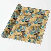 Ontwerp van de blauw- en Gold-leopard-reeks 7 Cadeaupapier (Uitgerold)