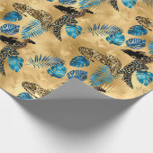 Ontwerp van de blauw- en Gold-leopard-reeks 7 Cadeaupapier (Hoek)