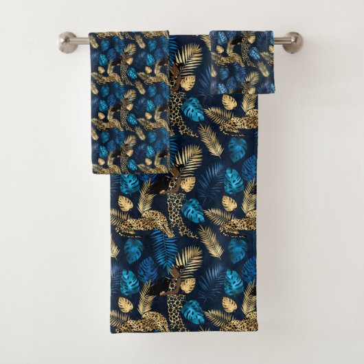 Ontwerp van de blauw- en Gold-leopard-reeks 8 Bad Handdoek (Insitu)