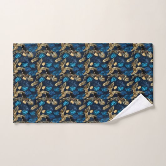 Ontwerp van de blauw- en Gold-leopard-reeks 8 Bad Handdoek (Handdoek)