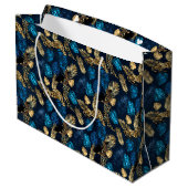 Ontwerp van de blauw- en Gold-leopard-reeks 8 Groot Cadeauzakje (Achterkant Gekanteld)