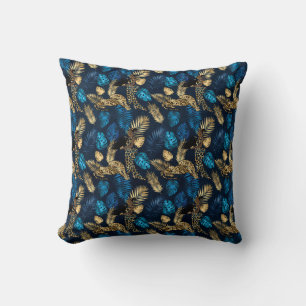 Ontwerp van de blauw- en Gold-leopard-reeks 8 Kussen