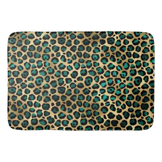 Ontwerp van de blauwgroen en Gold Leopard-reeks 14 Badmat (Voorkant)
