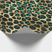 Ontwerp van de blauwgroen en Gold Leopard-reeks 14 Cadeaupapier (Hoek)
