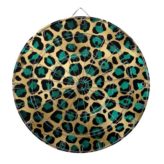 Ontwerp van de blauwgroen en Gold Leopard-reeks 14 Dartbord (Voorkant)