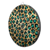 Ontwerp van de blauwgroen en Gold Leopard-reeks 14 Dartbord (Voorkant Rechts)