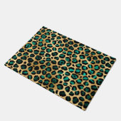Ontwerp van de blauwgroen en Gold Leopard-reeks 14 Deurmat (Schuin)