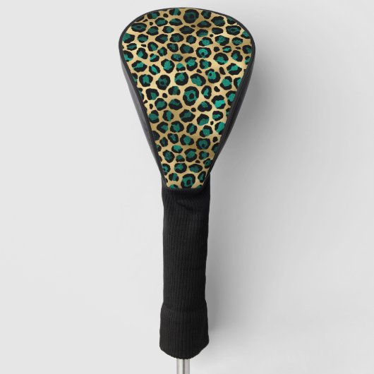 Ontwerp van de blauwgroen en Gold Leopard-reeks 14 Golfheadcover (Voorkant)