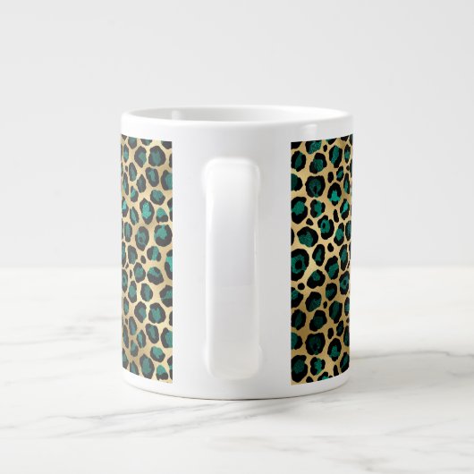 Ontwerp van de blauwgroen en Gold Leopard-reeks 14 Grote Koffiekop (Achterkant)