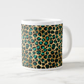 Ontwerp van de blauwgroen en Gold Leopard-reeks 14 Grote Koffiekop (Voorkant rechts)