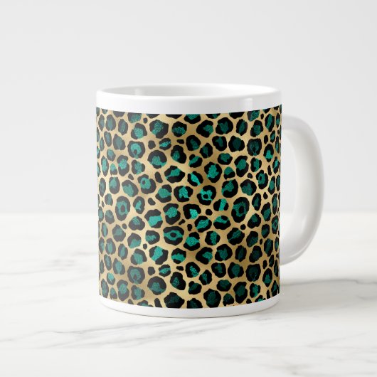 Ontwerp van de blauwgroen en Gold Leopard-reeks 14 Grote Koffiekop (Voorkant rechts)
