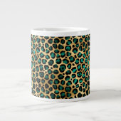 Ontwerp van de blauwgroen en Gold Leopard-reeks 14 Grote Koffiekop (Voorkant)