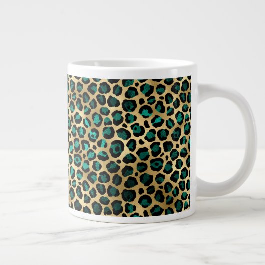 Ontwerp van de blauwgroen en Gold Leopard-reeks 14 Grote Koffiekop (Rechts)