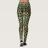 Ontwerp van de blauwgroen en Gold Leopard-reeks 14 Leggings (Achterkant)