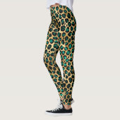 Ontwerp van de blauwgroen en Gold Leopard-reeks 14 Leggings (Links)
