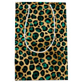Ontwerp van de blauwgroen en Gold Leopard-reeks 14 Medium Cadeauzakje (Voorkant)