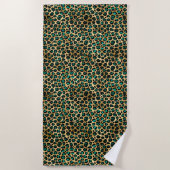 Ontwerp van de blauwgroen en Gold Leopard-reeks 14 Strandlaken (Voorkant)