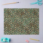 Ontwerp van de blauwgroen en Gold Leopard-reeks 14 Tissuepapier (Craft)