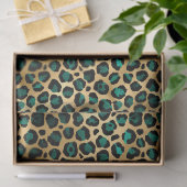 Ontwerp van de blauwgroen en Gold Leopard-reeks 14 Tissuepapier (Geschenk)