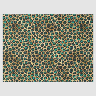 Ontwerp van de blauwgroen en Gold Leopard-reeks 14 Tissuepapier