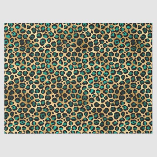 Ontwerp van de blauwgroen en Gold Leopard-reeks 14 Tissuepapier (Voorkant)