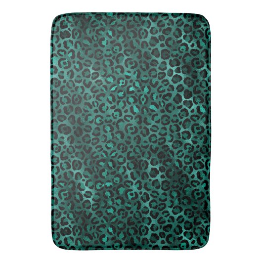 Ontwerp van de blauwgroen en Gold Leopard-reeks 5 Badmat (Voorkant Verticaal)