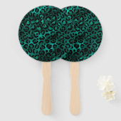 Ontwerp van de blauwgroen en Gold Leopard-reeks 5 Handwaaier (Voorkant en achterkant)