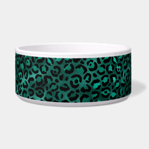 Ontwerp van de blauwgroen en Gold Leopard-reeks 5 Voerbakje