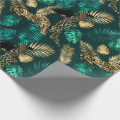 Ontwerp van de blauwgroen en Gold Leopard-reeks 7 Cadeaupapier (Hoek)