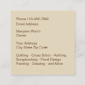 Ontwerp van de boorgang voor de kraag vierkante visitekaartje (Achterkant)